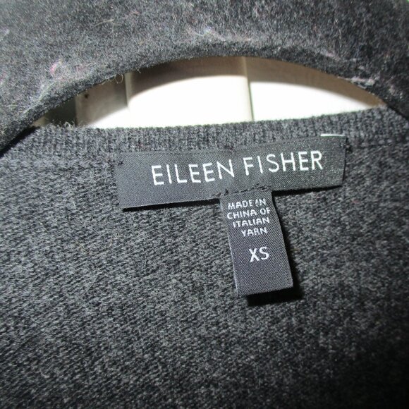 Eileen Fisher Merino Wool And Cashmere Gray Striped Womens Cardigan Size XS - Picture 3 of 4